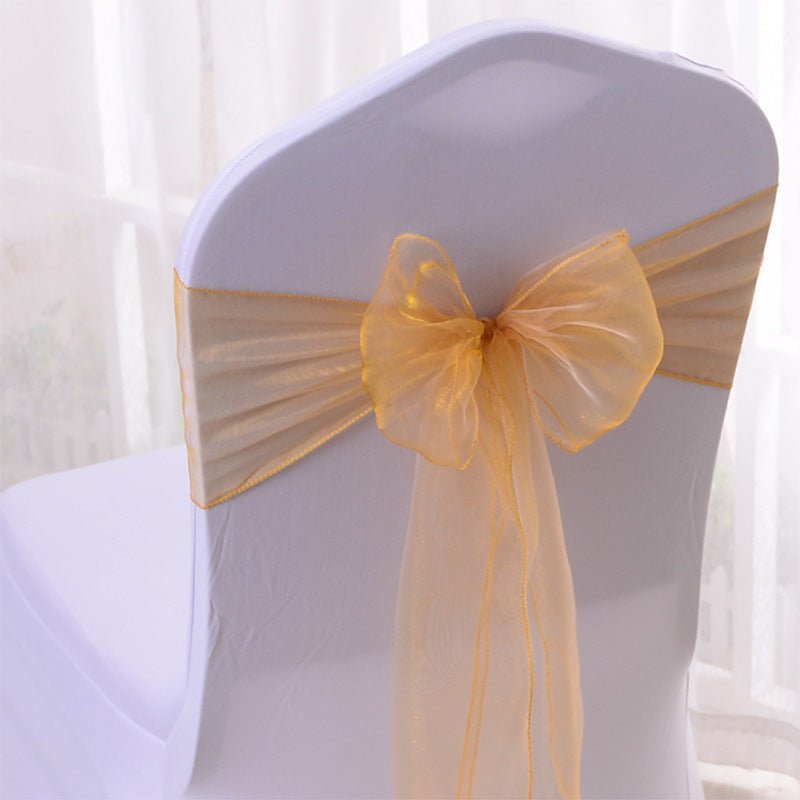 5 Pc Organza Chair Sashes Sheer 6.8" x 110" Black - YauSpark
