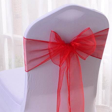 5 Pc Organza Chair Sashes Sheer 6.8" x 110" Fruit Green - YauSpark