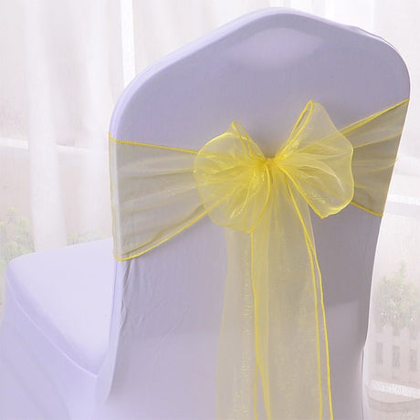 5 Pc Organza Chair Sashes Sheer 6.8" x 110" Light Yellow - YauSpark