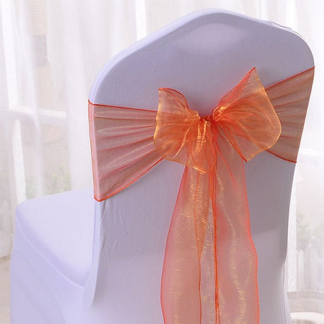 5 Pc Organza Chair Sashes Sheer 6.8" x 110" Orange - YauSpark