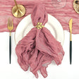 5 Pc Pleated Polyester Napkin Cloth 20"x20" Bean Paste Pink - YauSpark
