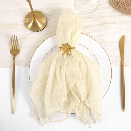 5 Pc Pleated Polyester Napkin Cloth 20"x20" Beige - YauSpark