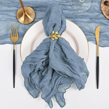 5 Pc Pleated Polyester Napkin Cloth 20"x20" Haze Blue - YauSpark