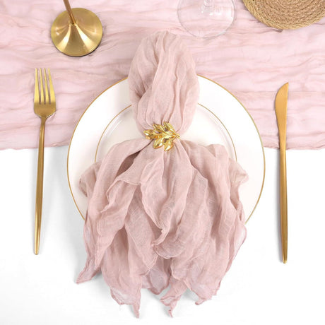 5 Pc Pleated Polyester Napkin Cloth 20"x20" Lotus Root Pink - YauSpark