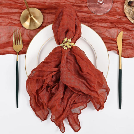 5 Pc Pleated Polyester Napkin Cloth 20"x20" Orange - YauSpark