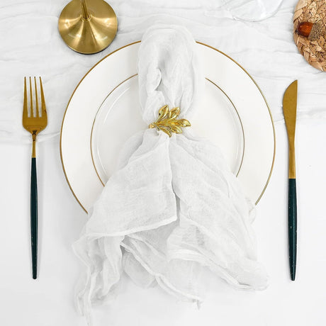 5 Pc Pleated Polyester Napkin Cloth 20"x20" White - YauSpark
