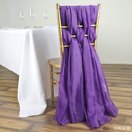 5 Pc Premium Milk Yarn Chair Sashes 22"x80" Dark Purple - YauSpark