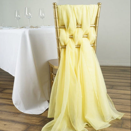 5 Pc Premium Milk Yarn Chair Sashes 22"x80" Light Yellow - YauSpark