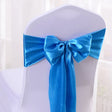 5 Pc Satin Chair Cover Sashes Bows 6.8" x 110" Lake Blue - YauSpark