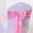5 Pc Satin Chair Cover Sashes Bows 6.8" x 110" Light Pink - YauSpark
