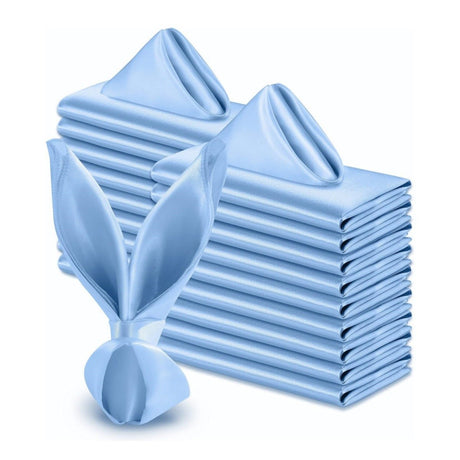 5 Pc Satin Soft Cloth Napkins 17"x17" Blue - YauSpark