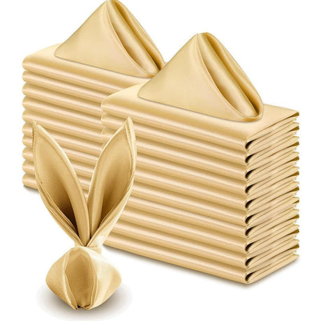 5 Pc Satin Soft Cloth Napkins 17"x17" Champagne - YauSpark