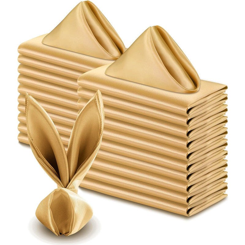 5 Pc Satin Soft Cloth Napkins 17"x17" Dark Gold - YauSpark