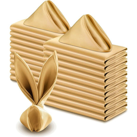 5 Pc Satin Soft Cloth Napkins 17"x17" Dark Gold - YauSpark