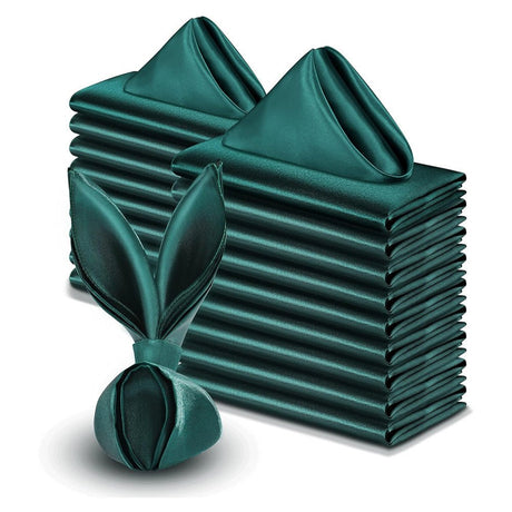 5 Pc Satin Soft Cloth Napkins 17"x17" Dark Green - YauSpark