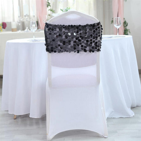 5 Pc Sequin Chair Sash Bands 13"x10" Black - YauSpark