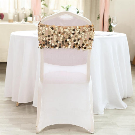 5 Pc Sequin Chair Sash Bands 13"x10" Gold - YauSpark