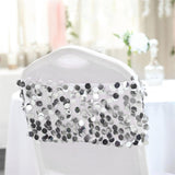 5 Pc Sequin Chair Sash Bands 13"x10" Silver - YauSpark