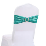 5 Pc Sequin Spandex Chair Sashes 6"x14" Peacock Green - YauSpark
