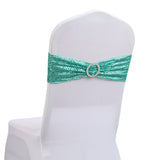 5 Pc Sequin Spandex Chair Sashes 6"x14" Tiffany Blue - YauSpark