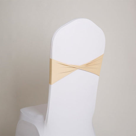 5 Pc Stretch Spandex Chair Sashes 5"x12" Champagne - YauSpark