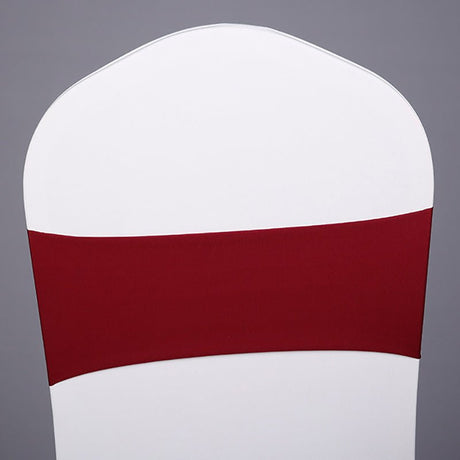 5 Pc Stretch Spandex Chair Sashes 5"x12" Dark Wine Red - YauSpark