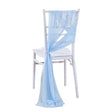 5 Pc Wedding Chiffon Chair Sashes Cover 8"x100" Denim Blue - YauSpark