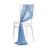 5 Pc Wedding Chiffon Chair Sashes Cover 8"x100" Grass Blue - YauSpark