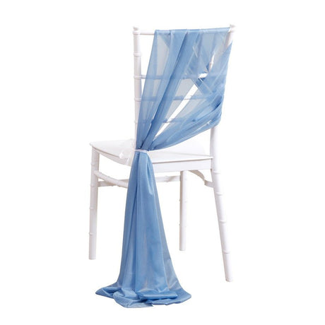 5 Pc Wedding Chiffon Chair Sashes Cover 8"x100" Grass Blue - YauSpark