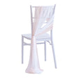 5 Pc Wedding Chiffon Chair Sashes Cover 8"x100" White & Light Pink - YauSpark