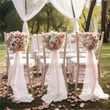 5 Pc Wedding Chiffon Chair Sashes Cover 8"x100" Wine Red & Blush - YauSpark