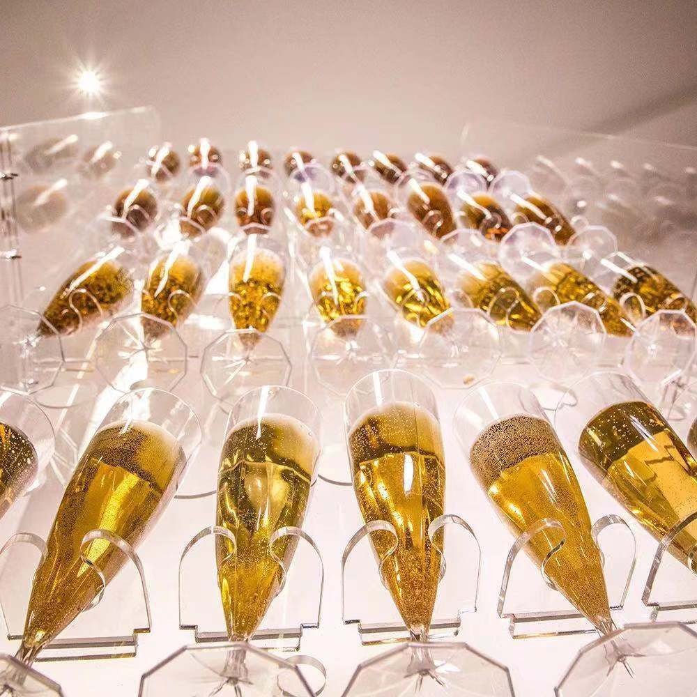 5 - Tier Acrylic Champagne Wall Glass Holder 5ft Clear - YauSpark