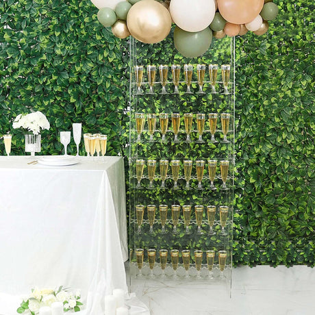 5 - Tier Acrylic Champagne Wall Glass Holder 5ft Clear - YauSpark