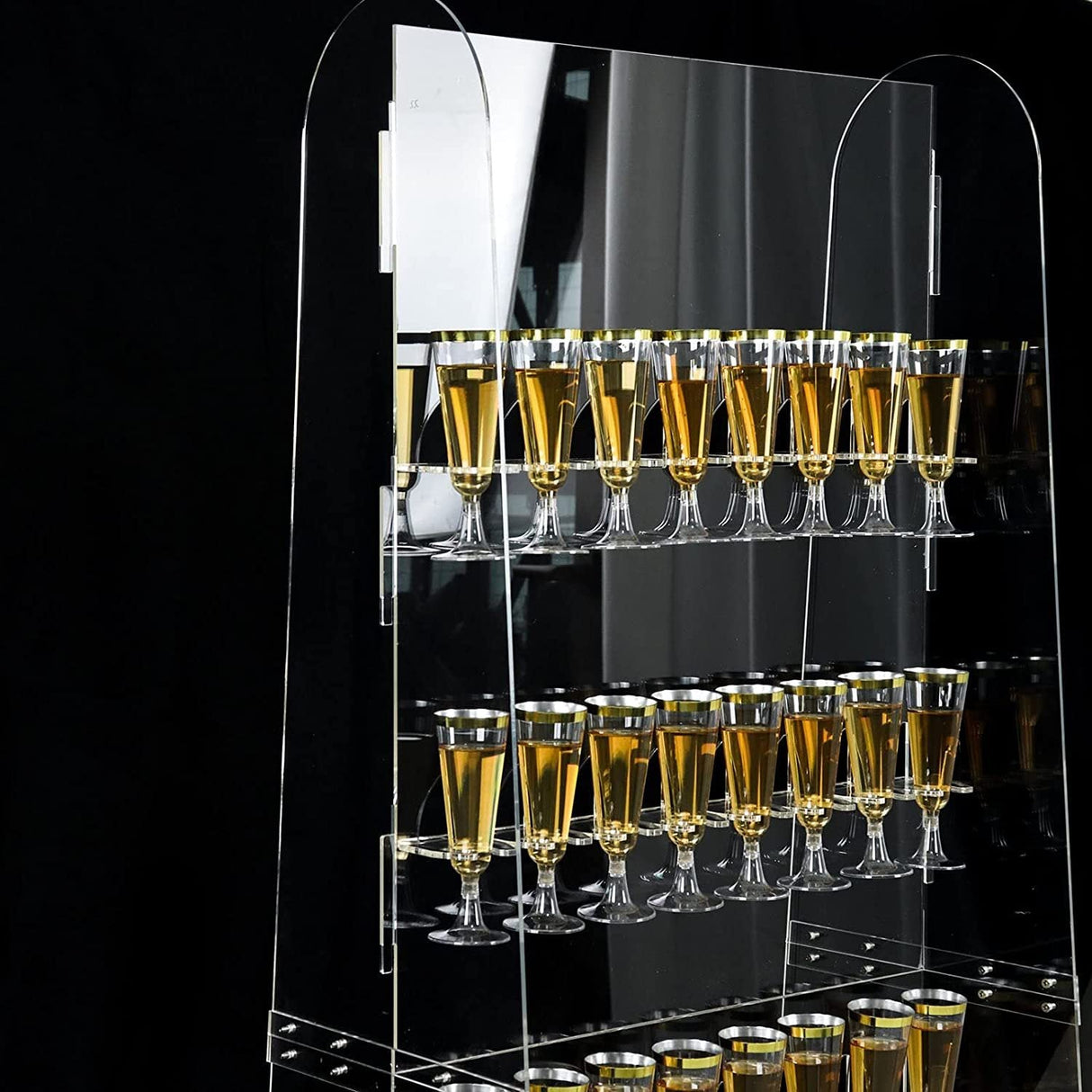 5 - Tier Acrylic Champagne Wall Glass Holder 5ft Clear - YauSpark