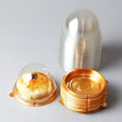 50 Pc Round Dome Design Plastic Cupcake Favor Containers 3" Gold and Clear - YauSpark