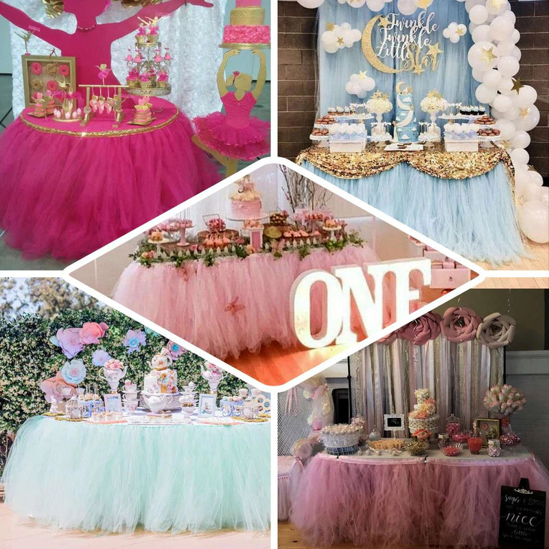 Tulle Table Skirt 14ft Light Pink