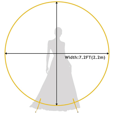Elegant Gold Metal Round Wedding Arch Photo Backdrop Stand 7.2ft
