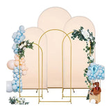 Set of 4 Gold Metal Wedding Arch Backdrop Stand Floral Display Frame With Round Top