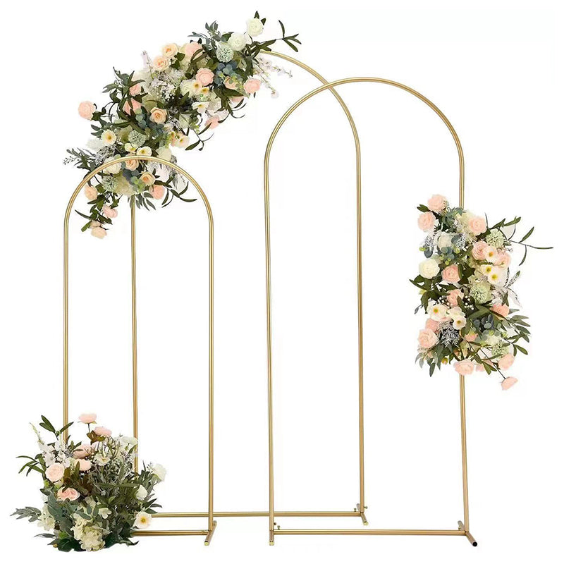 Gold Metal Wedding Arch Chiara Backdrop Stand Floral Display Frame With Round Top 5ft