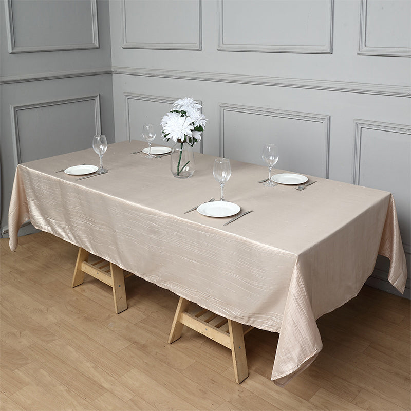 Polyester Accordion Crinkle Design Tablecloth Rectangle Khaki