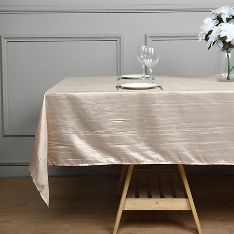 Polyester Accordion Crinkle Design Tablecloth Rectangle Khaki