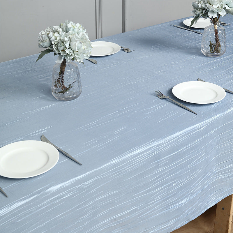 Polyester Accordion Crinkle Design Tablecloth Rectangle Navy Blue