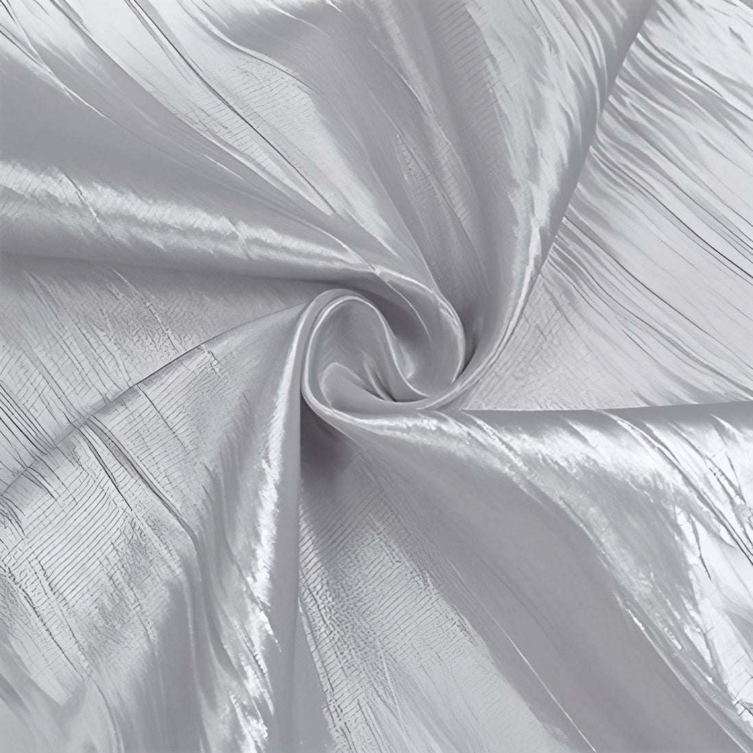 Polyester Accordion Crinkle Design Tablecloth Round Silver