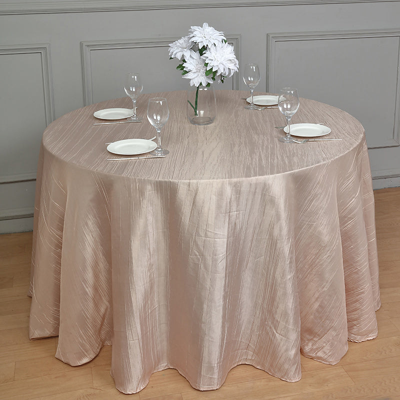 Polyester Accordion Crinkle Design Tablecloth Round Khaki