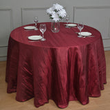 Polyester Accordion Crinkle Design Tablecloth Round Burgundy
