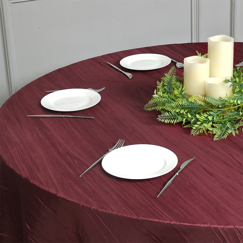 Polyester Accordion Crinkle Design Tablecloth Round Khaki