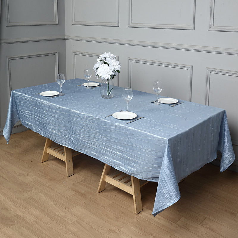 Polyester Accordion Crinkle Design Tablecloth Rectangle Dusty Blue