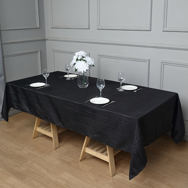 Polyester Accordion Crinkle Design Tablecloth Rectangle Black
