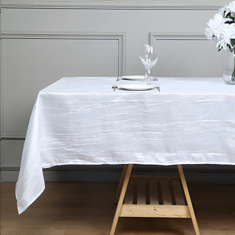 Polyester Accordion Crinkle Design Tablecloth Rectangle White