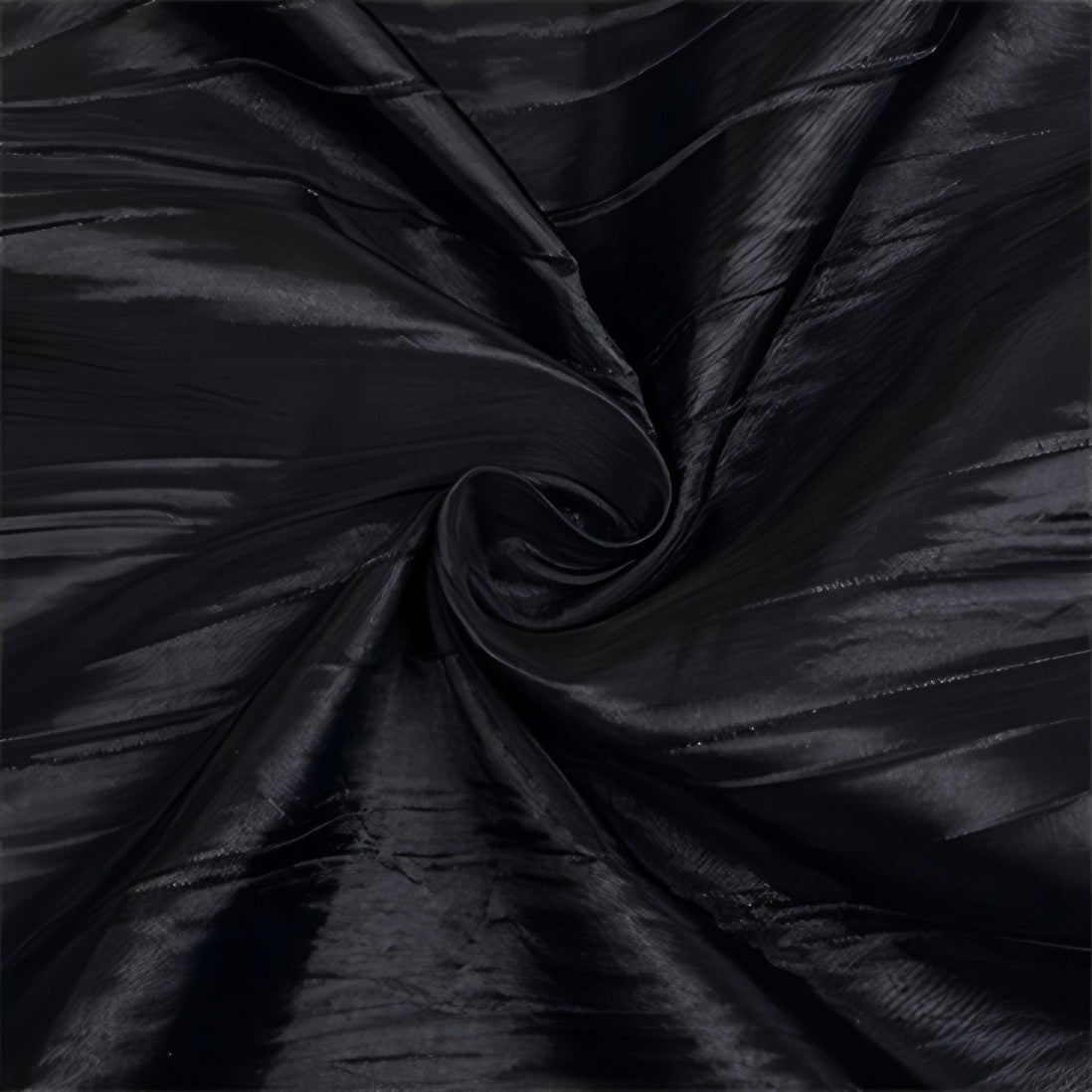 Polyester Accordion Crinkle Design Tablecloth Round Black